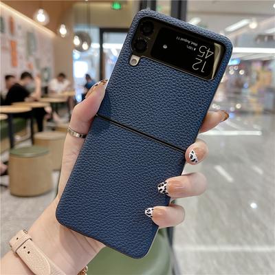 Fashion Lychee Pattern Case For Samsung Galaxy Z Flip 3 Cover Anti -Knock Luxury Pc Cases For Flip3 5g