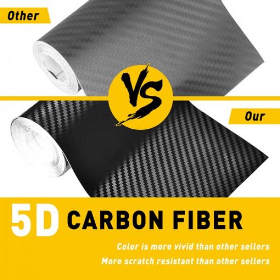 5D Ultra Shiny Black Glossy Carbon Fiber Wrap Sticker Vinyl Film Decal 10CM*3M