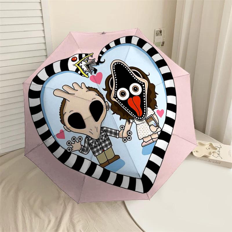 

1PC Beetlejuice Love Umbrella-8-Rib Reinforced, Automatic Open, Lightweight & Durable, Cute Fashion Accessory for Outdoor-T190