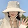 Korean Women Summer Sun Hat Large Brim Neck Protection Sunshade Hats Solid Color Fisherman Cap