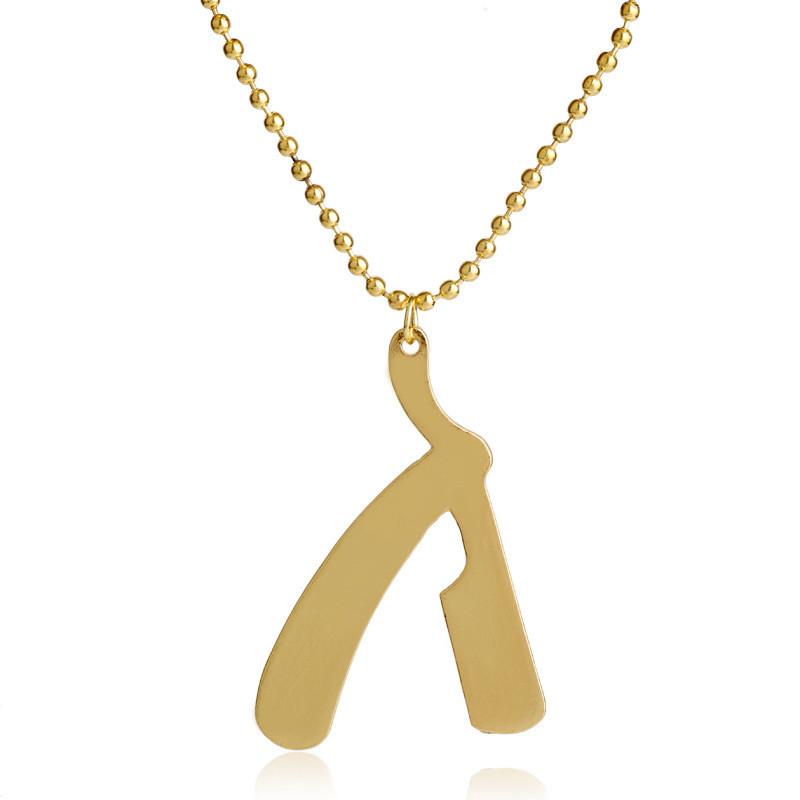Blade And Razor Design Alloy Pendant Necklace With Electroplated Finish For Men And Women