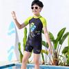 2026 Kids' Quick-Dry Short Sleeve Swimwear: Customizable Cartoon Boys' Sun-Protection Swimsuit
