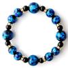 [GOLD STONE] Glowing Firefly Glass Blue Bracelet, Okinawa Power Stone, Inner Diameter: Approx. 16.5cm