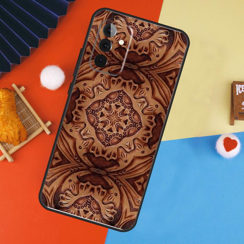 Brown Hand Tooled Western Case For Samsung Galaxy A53 A33 A13 A54 A34 A14 A56 A36 A16 A06 A12 A32 A52 A35 A17 A15 A55