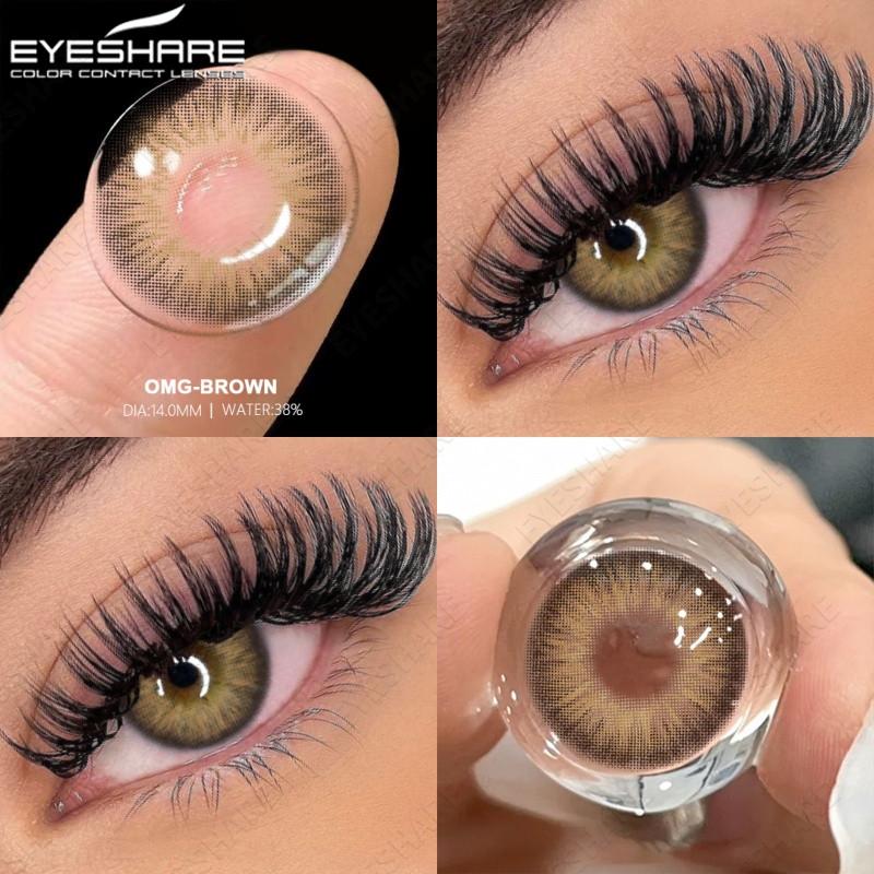 EYESHARE 1 Pair PATTAYA Brown Contact Lenses for Eyes 14.2mm Natural Lenses Yearly Use Cosmetics Pupil
