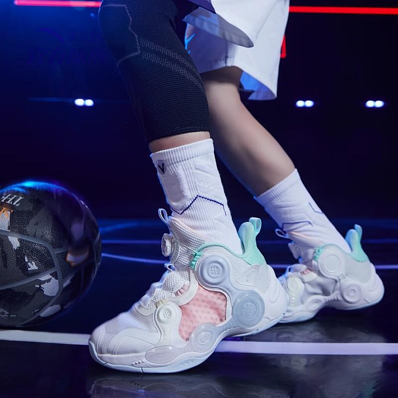 Anta Irregular 1 Non-Slip Shock Absorbing Wear-Resistant Breathable Mid-Top Basketball Shoes Kids sneaker White Green 312221102-7