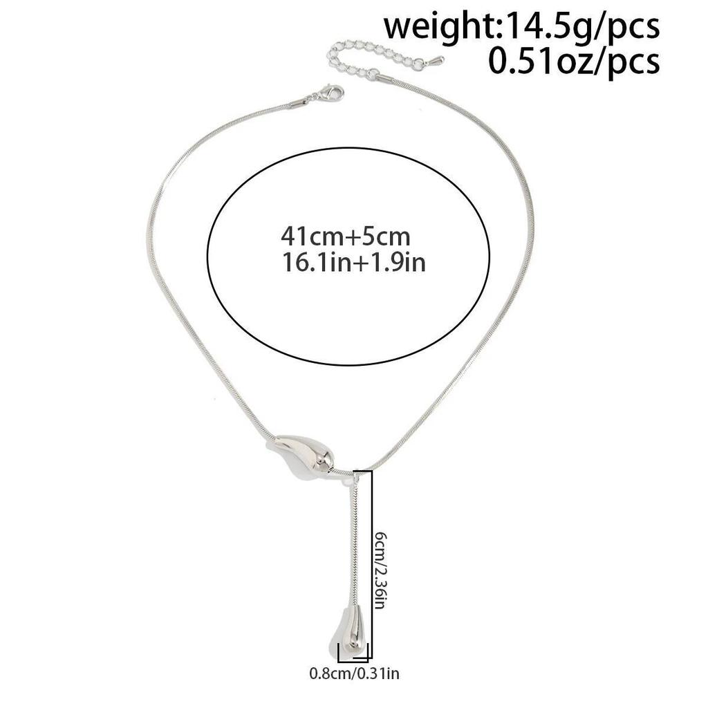 SHIXIN Stainless Steel Waterdroplet Pendant Necklace Women Trendy Wedding Y-shaped Neck Chain Party Waterproof Jewelry Accessory