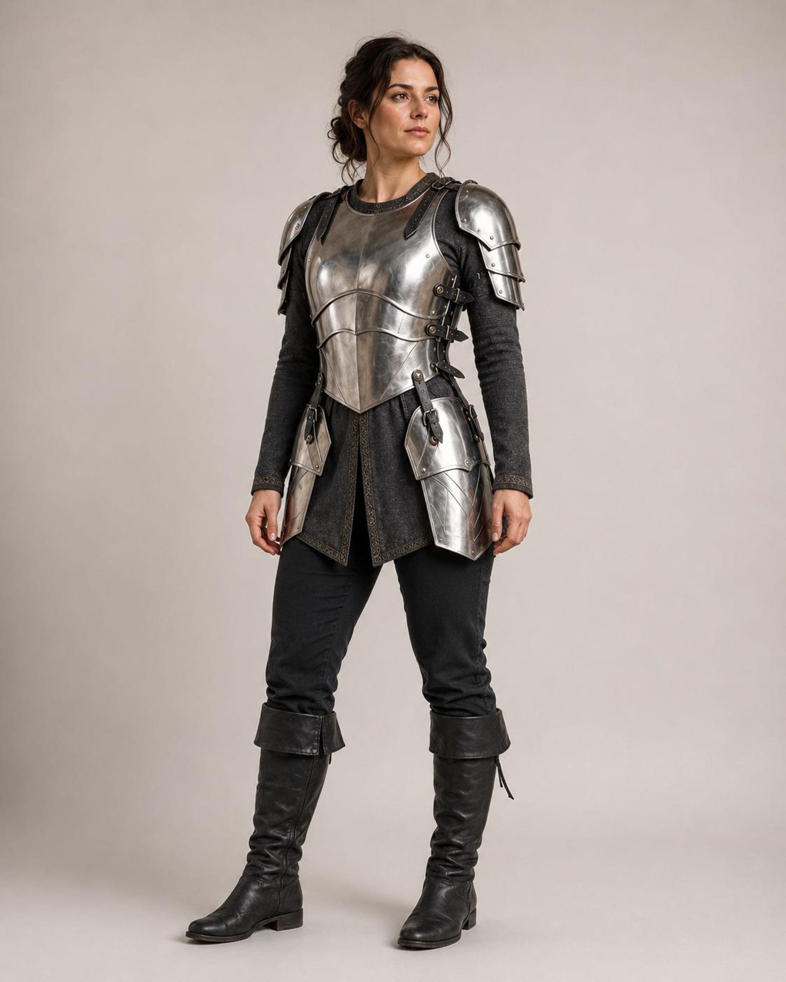 Women s Medieval Warrior Cosplay Costume Breastplate & Pauldrons LARP Fantasy Outfit