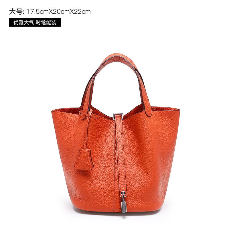 2025 Genuine Leather Women's Bag, New Top Layer Cowhide Handbag, Mother-Daughter Bag, Bucket Bag, Trendy Women's Bag