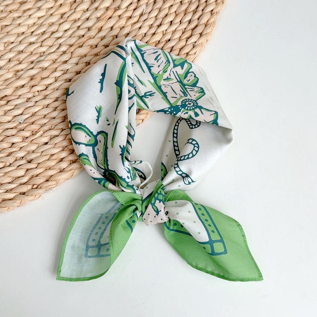 Quadratisches Tuch aus reiner Baumwolle Imitation Blaudruck Baumwoll-Taschentuch Kleines Seidentuch Retro Ethno Stil Schal Sommer Atmungsaktives Halstuch