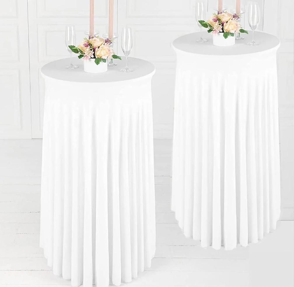 Tablecloth Cover With Skirting, Valves For Cocktail Bar Table 80 Cm White