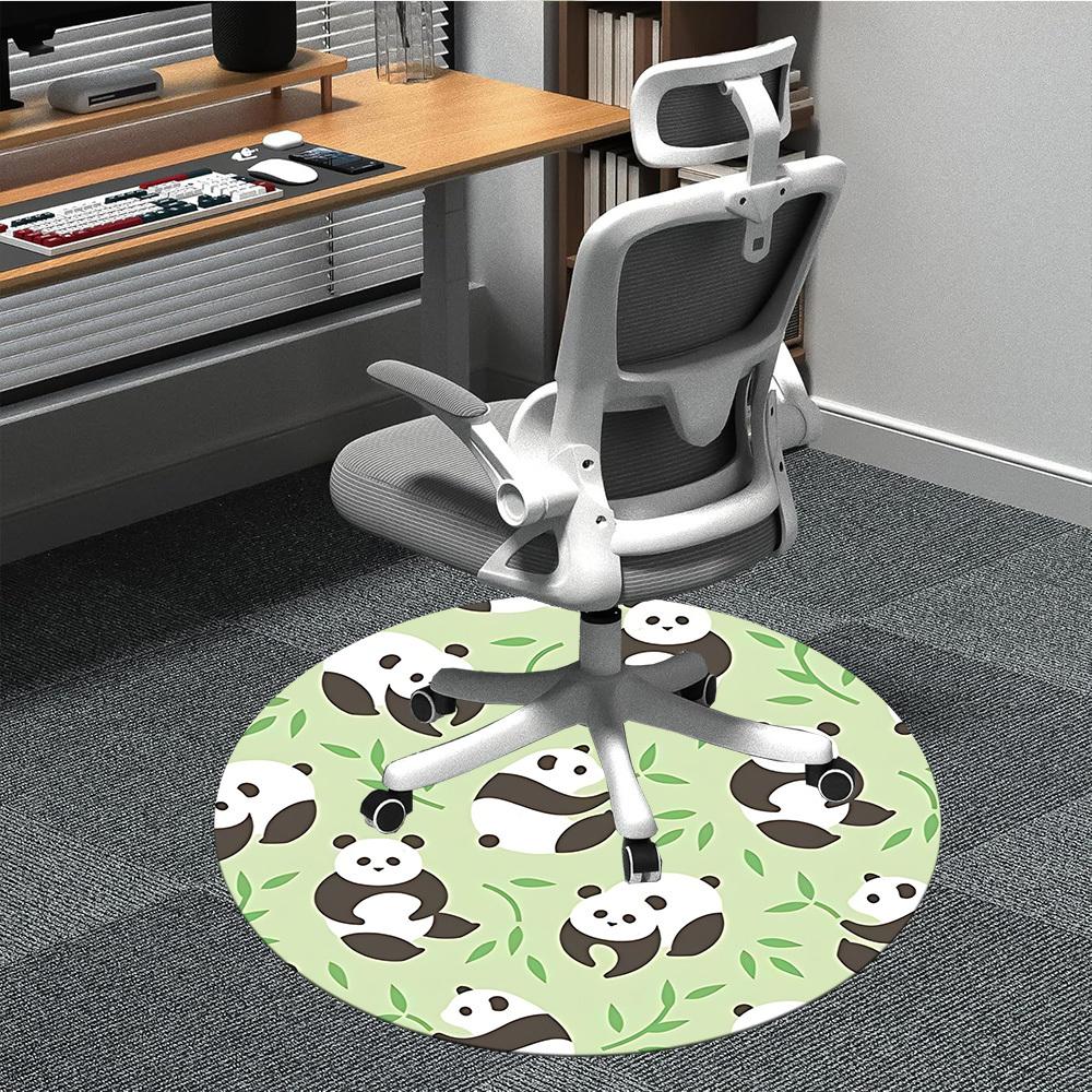 1pc Panda Bamboo Office Round Area Rug, Indoor Mat Suitable For Office, Under Office Chairs Bedroom Living Room Home Decor, Room Deco