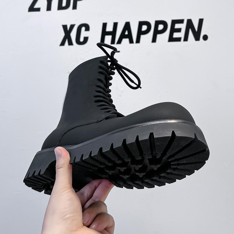 Martin boots 2024 new men's British style big head high-top boots thick-soled versatile Chelsea boots 30077-A