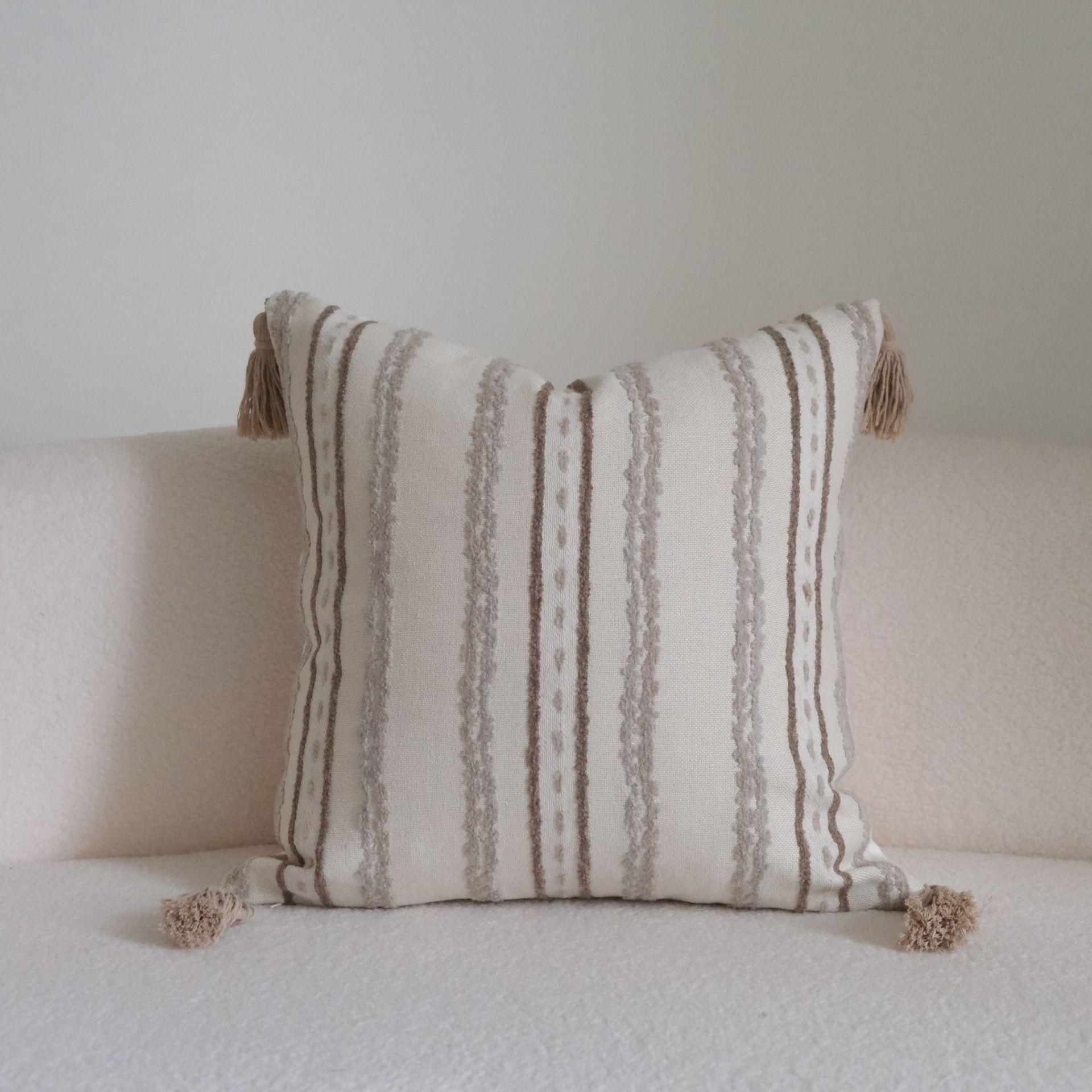 Eenvoudige Decoratie Bank Plaid Kussensloop Cojines Katoen en Linnen Zebra Strepen Karamel Kussenhoes Hoofdeinde Kussenslopen 30x50cm
