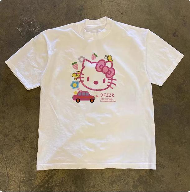 

Sanrio 2026 Лето Комикс Форма Хелло Китти Изображение 100% Хлопок Повседневная Футболка Взрослый Дети Родитель-Ребенок Топ Домашняя Одежда Y2k S