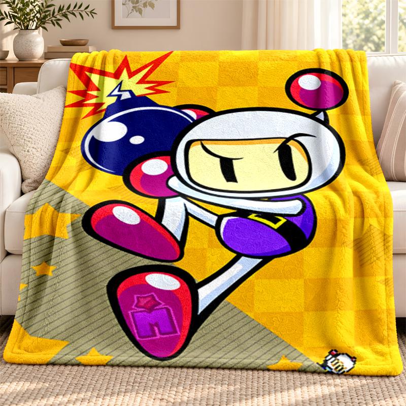 Bomberman blanket Flannel Blanket Soft Cozy Plush Throw for Sofa Bed Lightweight Home Decoration Outdoor camping