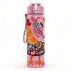 1PC Colorful Rooster Folk Art Pattern 750ml Color Plastic Sports Water Bottle Leakproof Flip Straw Lid Suitable for Sports Office Home Use