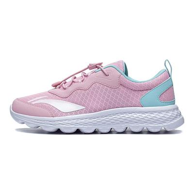 Li Ning Sapatos de Corrida Infantis Esportivos Tendência Antiderrapantes Leves Rebound Tênis Infantis Rosa-Claro Rosa-Flor-de-Cerejeira YKFR024-8