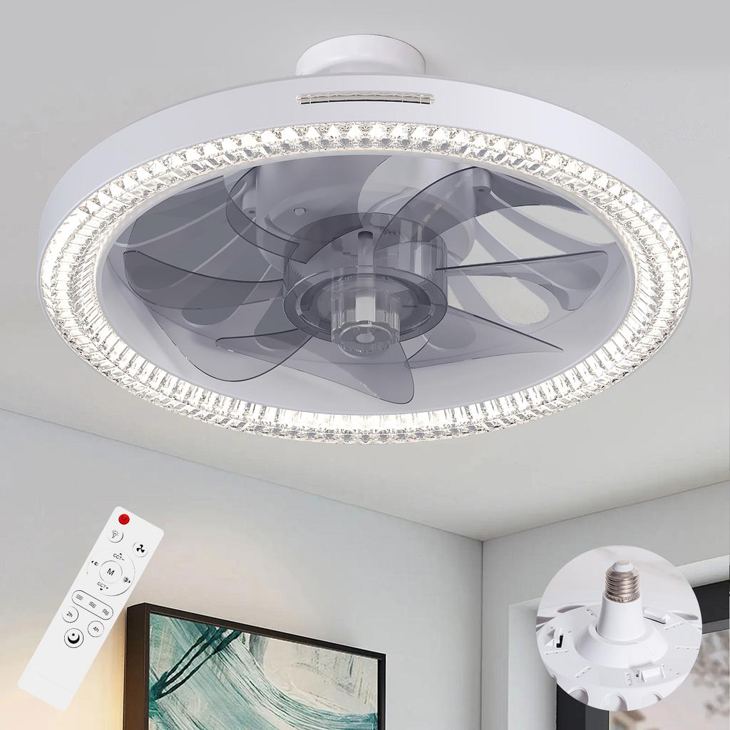 2-in-1 Ceiling Fan with LED Light Remote Control Dimmable Smart Fan Light for Bedroom Living Room Kitchen