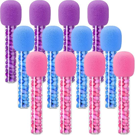 12 Sets Microphone Candy Tubes Karaoke Theme Birthday Party 10   Fake Prop Microphone Plastic Rock Star Toy for Disco Singer Stage Costume Prop