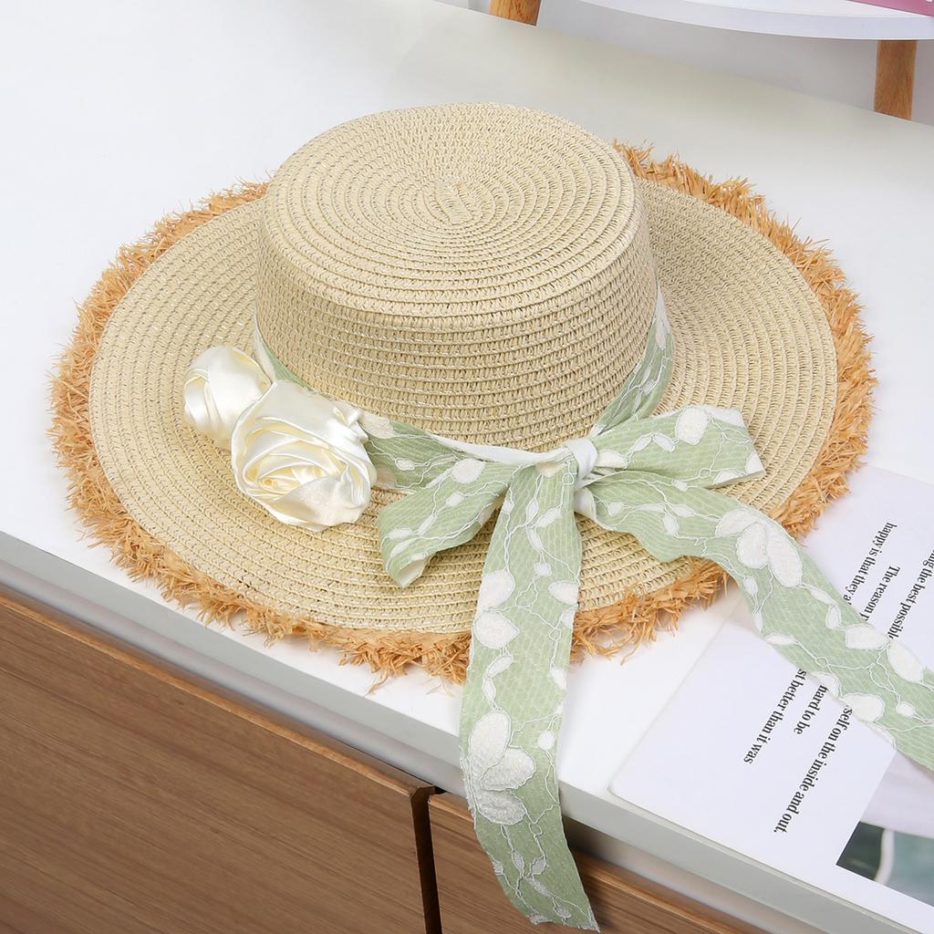 Spitzen Schleife Großer Rand Strohhut Neuer Strand Sonnenhut Damen Schöner Sonnenhut