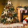 Reusable Fabric Bows 2Pcs Christmas Tree Bow Decors, Velvet Holiday Wreath Hanging Ornament Handmade Decor for Home, Festive Garland Wedding Backdrop