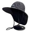 Solid Color Drawstring Fisherman Hat Sun Protection Quick-drying Travel Sun Hat Foldable With Neck Cover Wide Brim Hiking Hat·