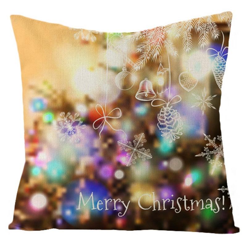 New Christmas Snowman Christmas Tree Linen Pillow Cover Festive Home Sofa Pillow Cover