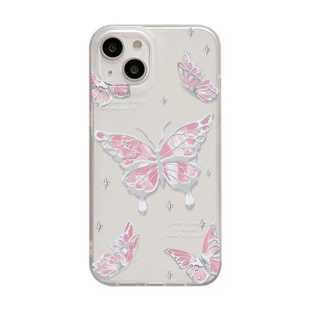 Pink premium butterfly for iPhone17promax Apple 17 matte phone case 16/15 anti-drop ins wind