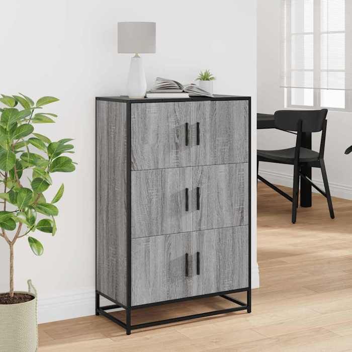 VidaXL Buffet haut sonoma gris 68x35x106,5 cm bois ingénierie et métal, armoire latérale, armoire de rangement haute, 849072