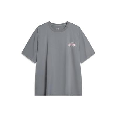 Wade Series Alphabet Print Round Neck Pullover Comfortable Loose Short Sleeve Drop Shoulder T-Shirt Men Tops Shadow-Gray AHSU363-1