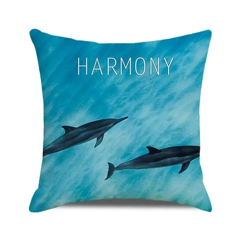 Seascape Theme Decorative Pillow Case Letter Beach Ocean Animals and Plants Home Hotel Living Room Sofa Cushion Cover