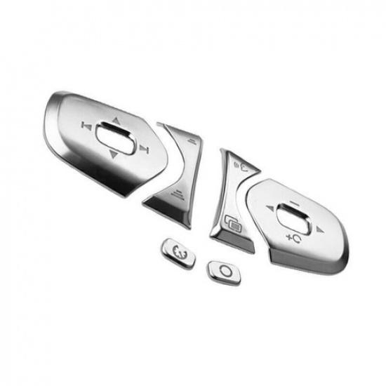 For Volvo XC90 2016-2024 Silver Alloy Steering Wheel Control Button Cover Trim