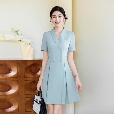 Women's Glacier Blue Professional A-Line Suit Dress