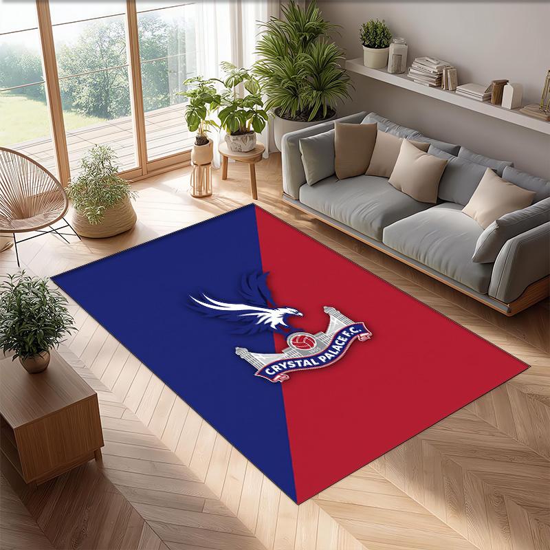 Crystal Palace Football Print Crystal Velvet Rug, Comfortable Water Absorbent Non Slip Indoor Floor Carpet