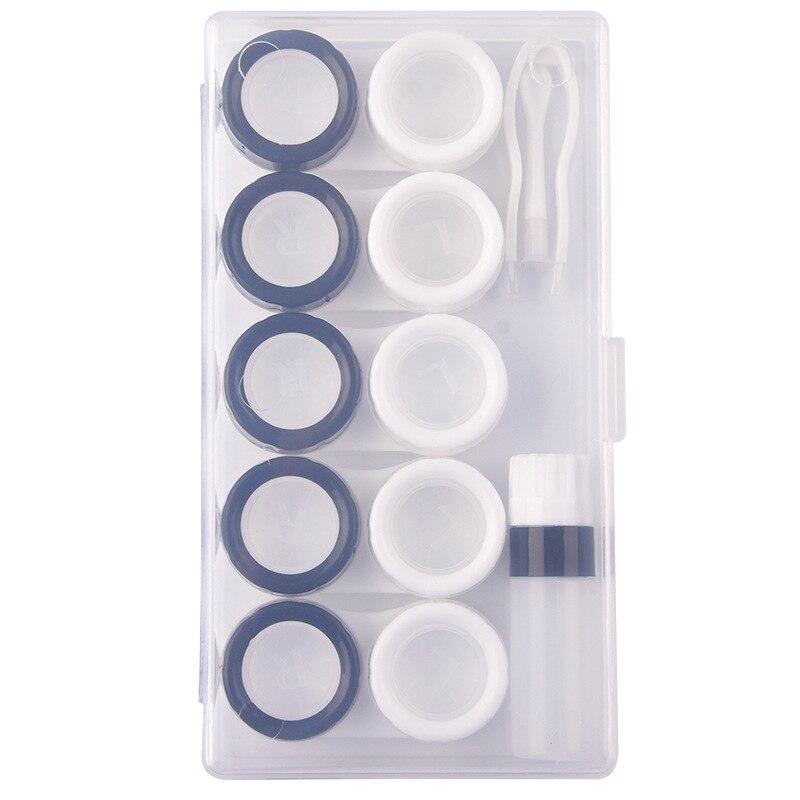 Five Portable High-end Contact Lens Containers for Women and Men, Each with Different Colored Tweezers for Easy Carrying.