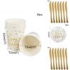 Stylish Gold Polka Dot Stamping Happy Birthday Party Decor Supplies Disposable Tableware Essentials