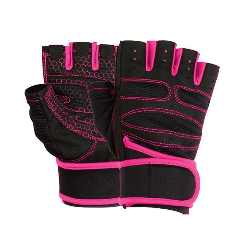 

Men s Women s Fitness Gloves Anti-slip Sports Four-finger Wrist Brace Weightlifting Horizontal Bar Dumbbell Palm Protection Half-finger size XL рожевий