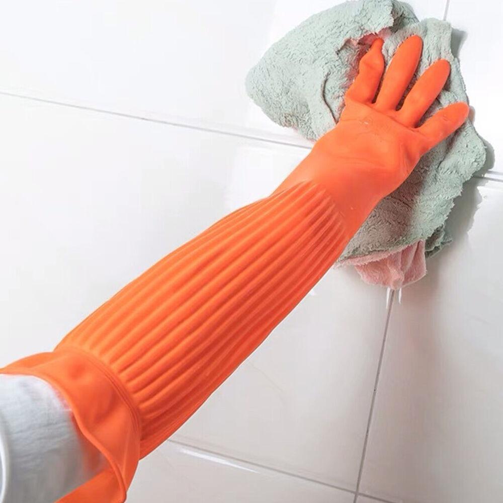 1Pair Extended Kitchen Wear-Resistant Anti-Backflow Long Sleeve Household Gloves Work Gloves