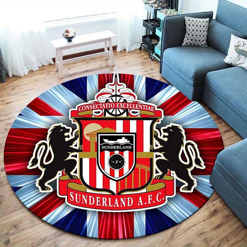 Sunderland AFC Round Area Rug,Carpet Rug for Living Room Bedroom Sofa Playroom Decor,Non-slip Floor Mat