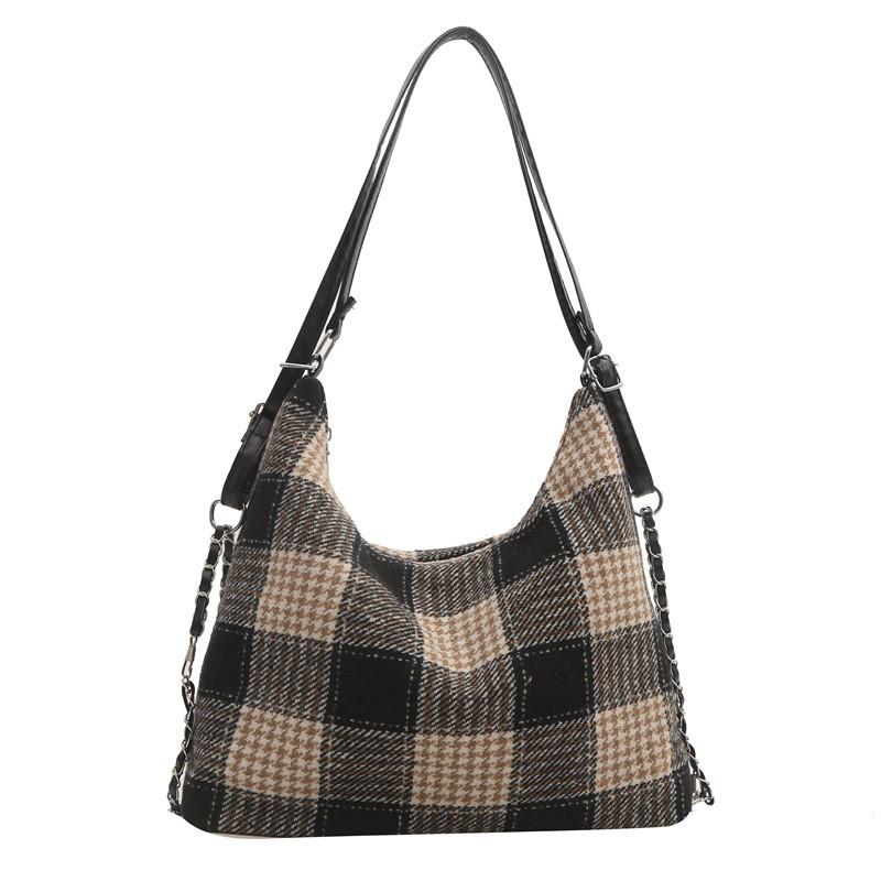 Trendy Large Capacity Plaid Womens Shoulder Tote Bag Perfect For Casual Outings