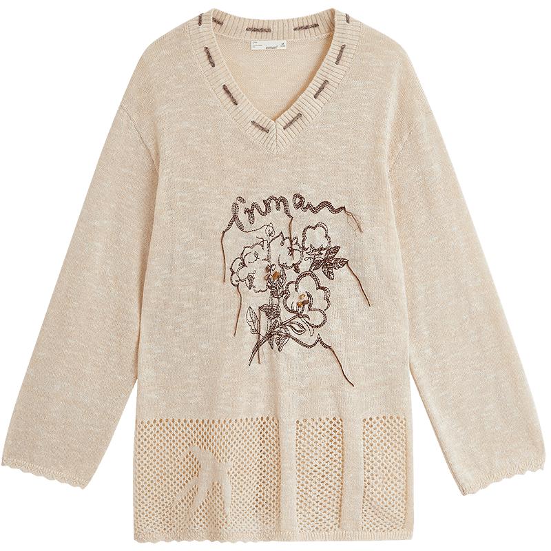 

Вязаный свитер INMAN Resort с V-образным вырезом и цветочной вышивкой XL