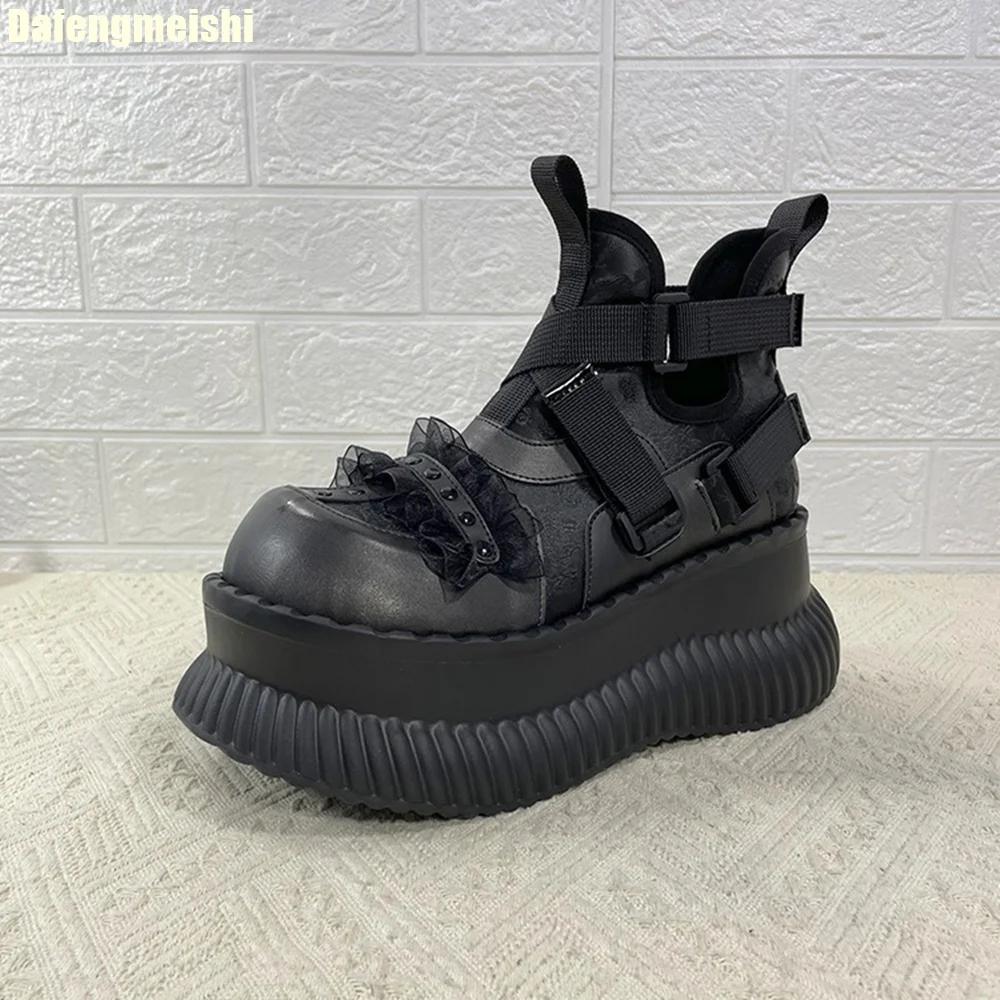 Gothic Punk Style Ankle Boots 8Cm Thick-Soled Short Boots for Women 2025 New Rock High-Top Shoes Sweet Cool Big-Headed Shoes