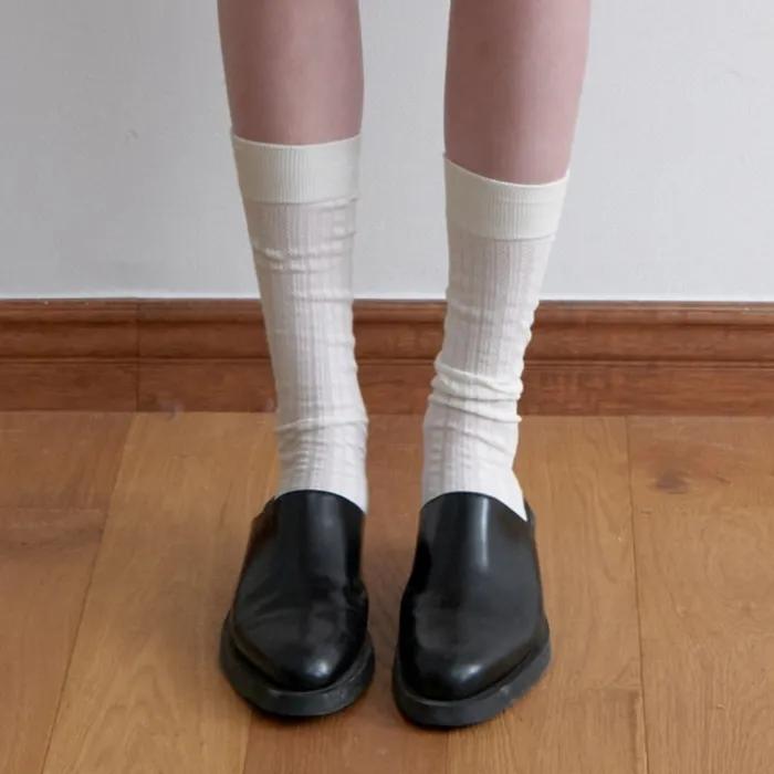 Stripe Eyelet Long Socks_3COL (L251MSC010)