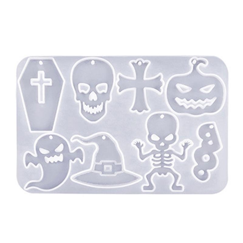 Halloween Pendant Silicone Mold Personalized Skull Pumpkin Earrings Pendants Resin Molds with Hair Clips Accessory DIY
