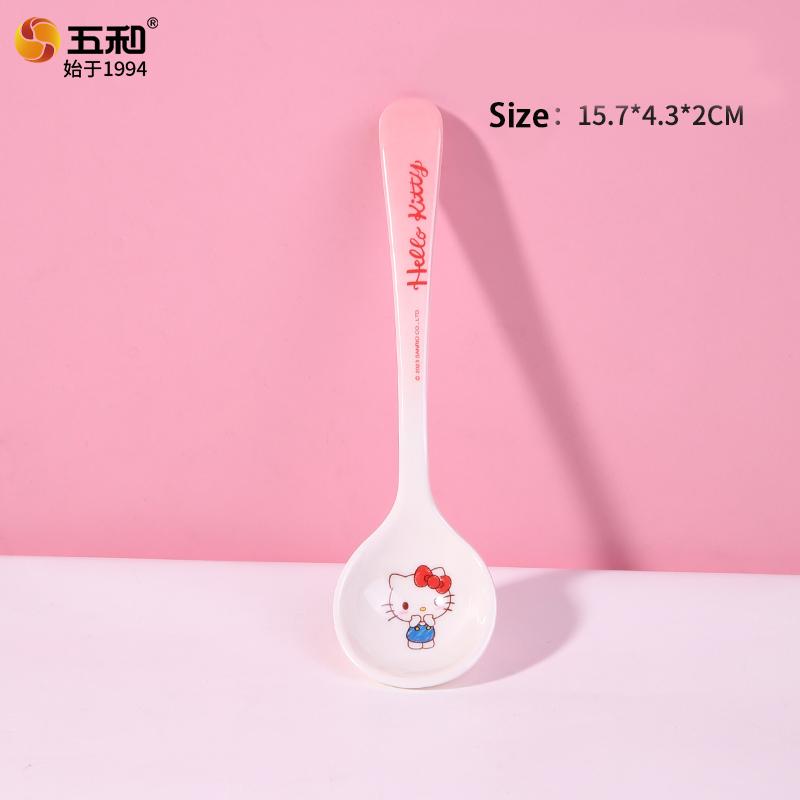 

For Sanrio Hello Kitty Tableware Breakfast Rice Bowl Safe and Heat-Resistant Plate Cup Spoon Melamine Tableware for Cutlery Bowl