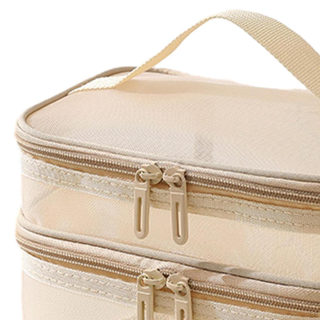 Double Layer Toiletry Bag Bathroom Cosmetic Organizer Large Capacity Carrying Case Portable for