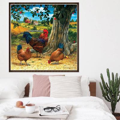 5d Diy Diamant Stickerei Hühner im Garten Diamant Malerei Kreuzstich voller runder Strass
