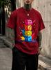 2026 New Pure Cotton Tshirt With Colorful Stacked Dice Ink Splash Graffiti Print Crew Neck Short Sleeve Casual Top