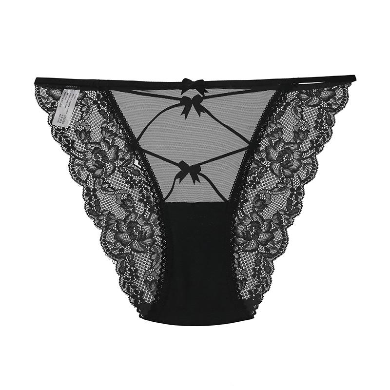 CINOON Women's Sexy Low-Rise Briefs Hollow-Out Cross Strap Panties Lace Pure Desire Close-Fitting Underwear